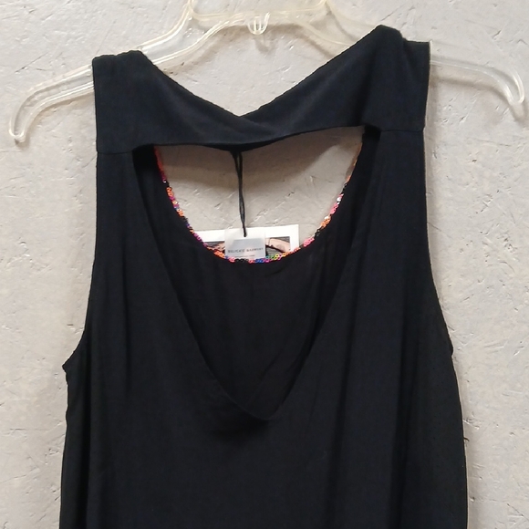 MINKPINK Black Dress Small NWT $98 Multi Color Sequin Design Cutout Back Mini - Picture 4 of 6